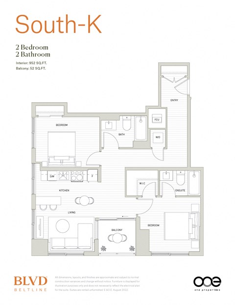 South K Floor Plan at BLVD Beltline, Alberta, T2G 2K4